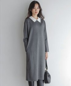 レースライク襟付きニットワンピース / 組曲 | ファッション通販