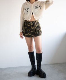 WEGO 刺繍ダメージニットWZIPパーカー