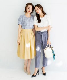 Tiaclasse 【洗える】体型カバーも叶う麻調フレアタックスカート