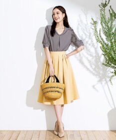 Tiaclasse 【洗える】体型カバーも叶う麻調フレアタックスカート