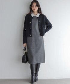 組曲 L レースライク襟付きニットワンピース