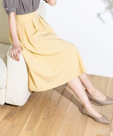 Tiaclasse 【洗える】体型カバーも叶う麻調フレアタックスカート