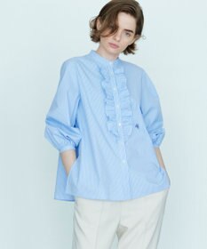 組曲 コンパクトシャーティング フリルブラウス