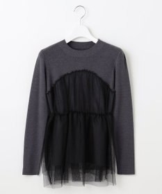 Feroux 【洗える】チュールコンビ プルオーバーニット