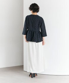 #Newans 【洗濯機可】ジャガ―ドドットペプラムブラウス