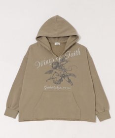 WEGO 【ユニセックス着用ITEM】ヴィンテージグラフィックキーネックプルパーカー