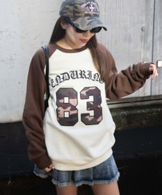 WEGO 【裏起毛】迷彩ワッペンラグランスウェット