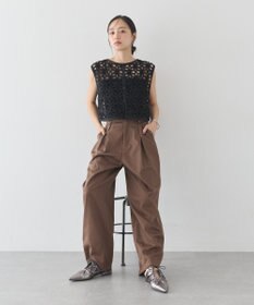 earth music&ecology レースアップギャザーポインテッドミュール