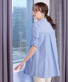 Tiaclasse 【新色追加・洗える】バンドカラーシャツチュニックブラウス