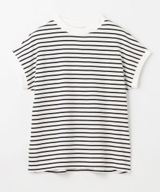 ANY L 【大好評につき新色登場！】モックネックフレンチスリーブ ボーダーＴシャツ