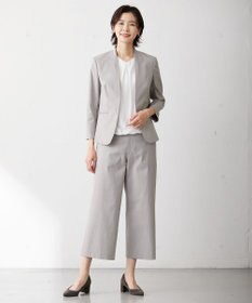 J.PRESS LADIES 【WEB限定カラーあり・セットアップ対応・洗える・撥水・防汚】コットンFITTYシャーク ワイド アンクル パンツ