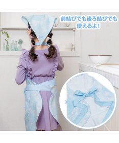 Mother garden マザーガーデン フリルエプロン 三角巾付き 130～150cm 《ふわねこ柄》