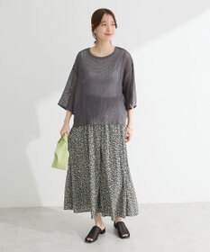 Green Parks 七分袖コットンメッシュラグラントップス