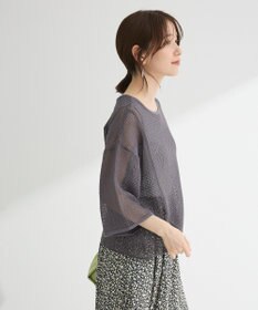 Green Parks 七分袖コットンメッシュラグラントップス