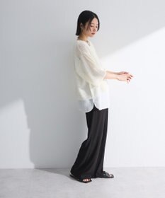 Green Parks 七分袖コットンメッシュラグラントップス