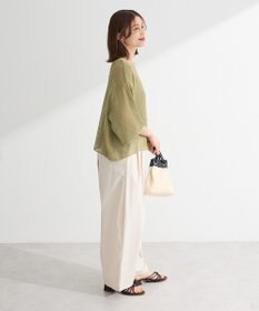 Green Parks 七分袖コットンメッシュラグラントップス