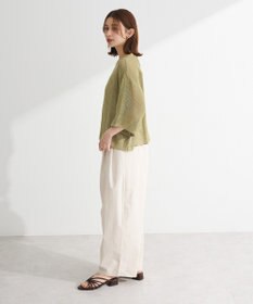 Green Parks 七分袖コットンメッシュラグラントップス