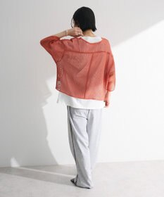 Green Parks 七分袖コットンメッシュラグラントップス