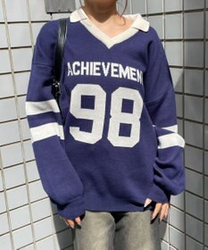 WEGO ナンバリングジャガードニット