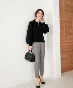 Tiaclasse L 【洗える】衿付きパフ袖ニット