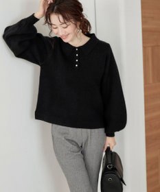 Tiaclasse L 【洗える】衿付きパフ袖ニット