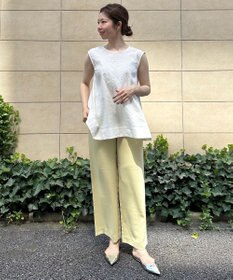 UNFILO 【撥水】レーヨン麻ライト刺繍ブラウス