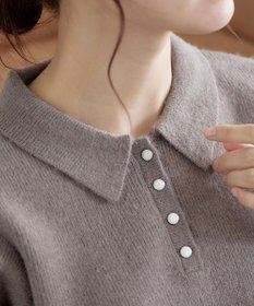 Tiaclasse L 【洗える】衿付きパフ袖ニット