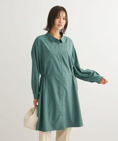 Green Parks ミディ丈ドロストシャツワンピース