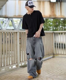 WEGO エクストラバギーダメージデニムパンツ