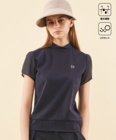 23区GOLF 【WOMEN】【吸水速乾/UVケア】シアー袖 モックネックシャツ
