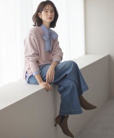 組曲 【WEB限定カラーあり】透かし編みバルキーハイネックニット