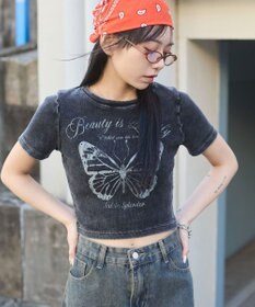 WEGO ヴィンテージウォッシュグラフィックリブT