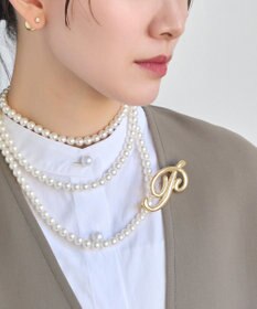 Phoebe <オンワード限定セット>2wayパールチョーカーネックレス×ニュアンスメタルブローチ