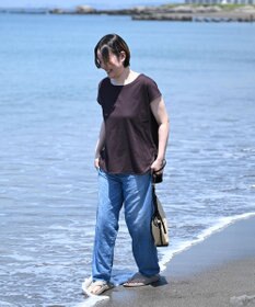 TOQUE 25SS新作〈大草直子さんアドバイザー〉スーピマコットンスムースフレンチノースリーブトップス