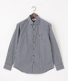 JOSEPH ABBOUD 【綿100％】メランジギンガムチェック シャツ ネイビー系3