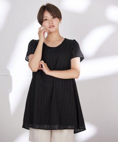 Tiaclasse 【洗える】カットレースチュニックブラウス
