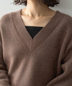 AMERICAN HOLIC ラメ入りＶネック片畦ニットプルオーバー