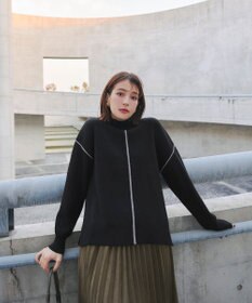 Tiaclasse 【洗える】配色切り替えニットトップス