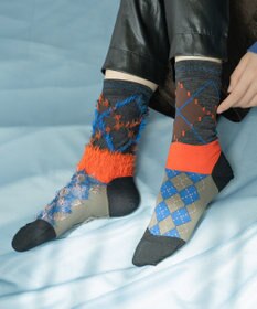 COQ 【MEN】KITSUNE ARGYLE アーガイルリバーシブルファーソックス