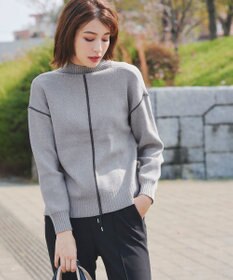 Tiaclasse 【洗える】配色切り替えニットトップス