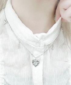 WEGO Lストーンハートジャラモチーフネックレス