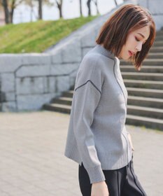 Tiaclasse 【洗える】配色切り替えニットトップス