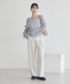 earth music&ecology サイドリボン透かしニットプルオーバー