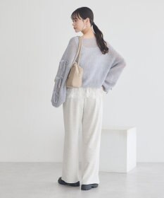 earth music&ecology サイドリボン透かしニットプルオーバー