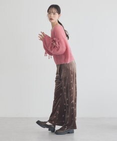 earth music&ecology サイドリボン透かしニットプルオーバー