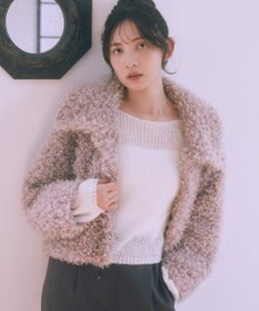 earth music&ecology サイドリボン透かしニットプルオーバー