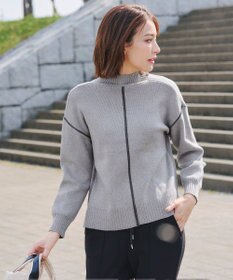 Tiaclasse 【洗える】配色切り替えニットトップス