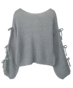 earth music&ecology サイドリボン透かしニットプルオーバー