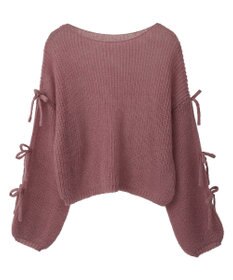 earth music&ecology サイドリボン透かしニットプルオーバー