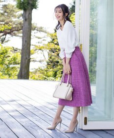 Tiaclasse L 【洗える】大人上品なタックパールブラウス